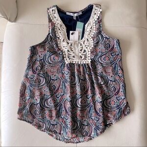 𝅺COLLECTIVE Concepts for Stitch Fix- sleeveless embroidered top blouse XS print